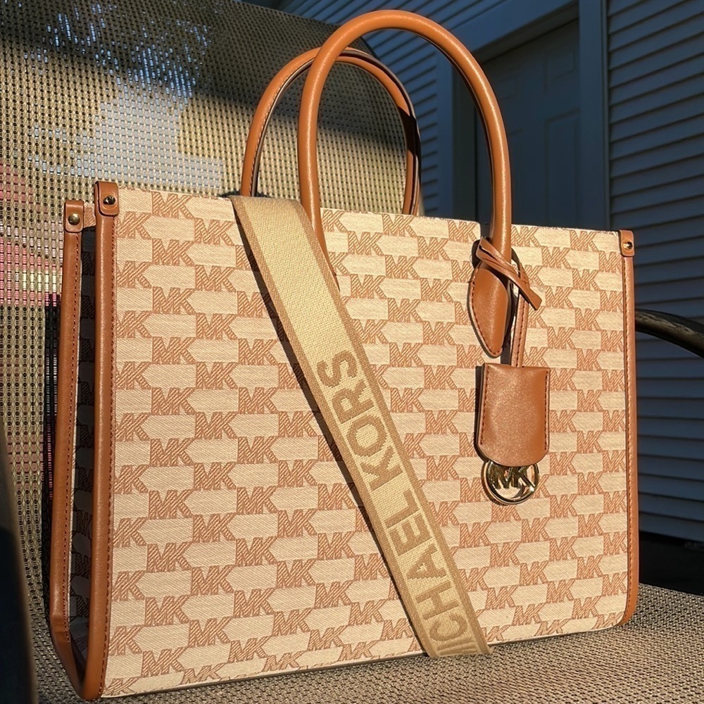 Michael Kors 🤎 Mirella tote bag MK print luggage Multi color - Picture 5 of 10